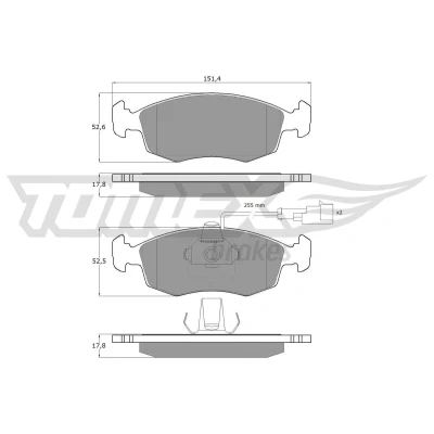 Imagen de TOMEX brakes TX 14 11 Juego de pastillas freno Eje delantero con contacto avisador desgaste FIAT: Doblo I Cargo, Punto II Hatchback