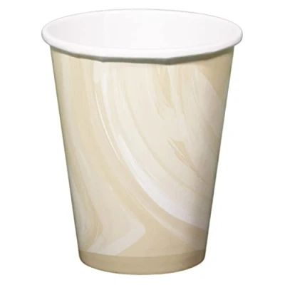 Imagen de Folat 61913 Vajilla de Fiesta Vasos 250ml 6 piezas Beige Mármol papel para Cumpleanos, infantil, Despedida Soltera, Compromiso, Boda, Aniversario