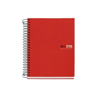 Imagen de Miquelrius Cuaderno A6 Notebook The Original, 6 franjas de colores, Cubierta polipropileno opaco, Tamaño 105 x 148 mm, Sin taladros, 150 Hojas 70 g/m², Cuadrícula 5 Color Rojo
