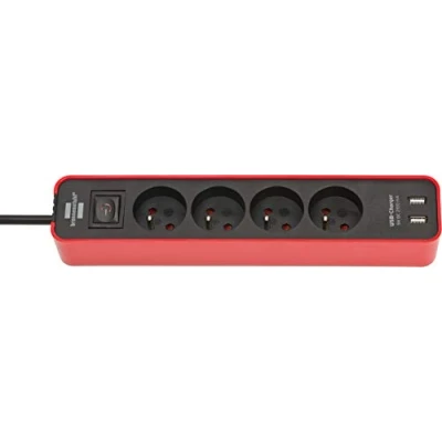 Imagen de Brennenstuhl ECOLOR Regleta (4 enchufes + 2 conectores USB, 1,5 m de cable