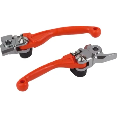 Imagen de POLISPORT 8487200044 Set de manetas abatibles irrompibles mecanizadas a partir aluminio con adaptadores incluidos compatible motocicletas KTM en color Naranja
