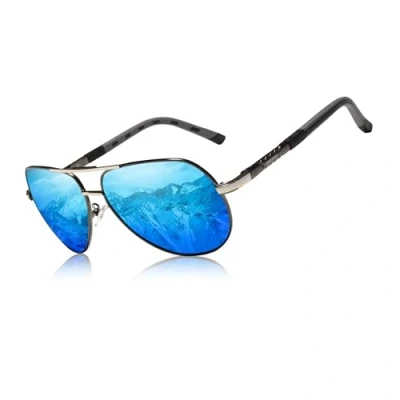 Imagen de KINGSEVEN Gafas de Sol Polarizadas Clásicas Aviador Militar para Hombre, Estilo Retro Vintage con Bloqueo UV K725 (Azul/Gris)