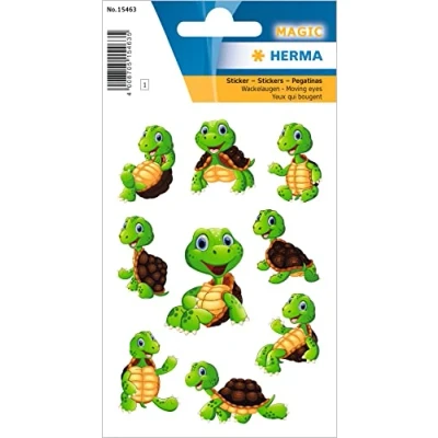 Imagen de HERMA 15463 Pegatinas autoadhesivas con diseño de tortuga ojos móviles para niños, niñas y cumpleaños, 9 unidades