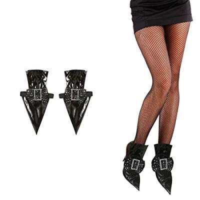 Imagen de Amakando Cubrezapatos de Bruja con Hebilla, Zapatos Bruja, Charol, Vampiro, gótico, Puntiagudos, Halloween,