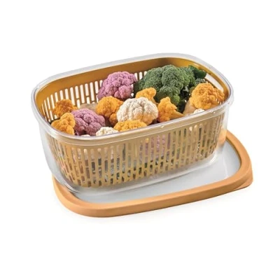 Imagen de Snips, Salva Aroma 4 LT, Contenedor cuadrado para alimentos, Cesta interior removible, Cierre Salvafrescura, Color Mostaza, 28,5 x 20,5 11 cm, Made in Italy