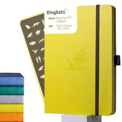 Imagen de Dingbats* Earth Cuaderno A5 Punteado Mediano Libreta de Tapa Dura Cuero PU Cierre Elástico, Soporte para bolígrafos, Marcador