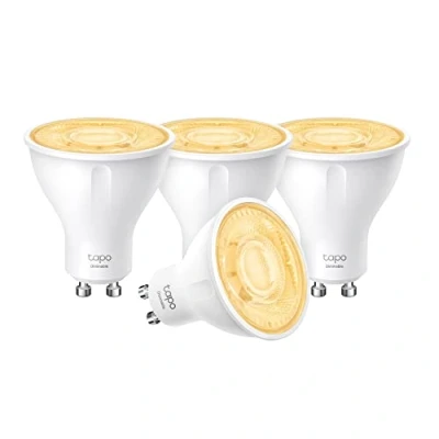 Imagen de TP Link Tapo L610(4 PACK) Bombilla LED Inteligente Regulable GU10,3.5W Ahorro de energía, Blanco Cálido 2700k, 350lm,Compatible con Alexa y Google, Control remoto, Horario Temporizador