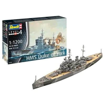 Imagen de Revell Modellbau I Model Set HMS Duke of York Escala 1:1200 45 piezas Juego de manualidades a partir 12 años Modelo detallado Barco histórico Maqueta Color Molded