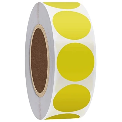Imagen de pegatinas Hybsk™ de puntos colores 25 mm color amarillo, 1.000 por rollo, amarillo 1 rollo