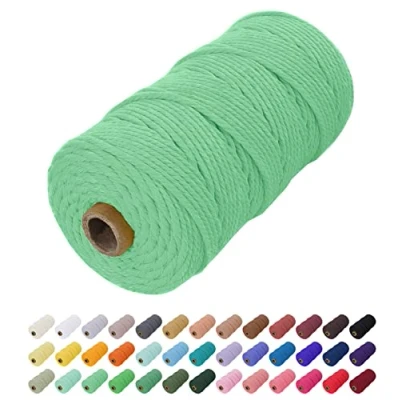 Imagen de Uiopa Hilo Macrame 2mm x 200m, Cuerda de Algodon Natural Cordel, Manualidades para DIY Pared, Cortina, Colgar Plantas, Decoracion Dormitorio (Agua verde)