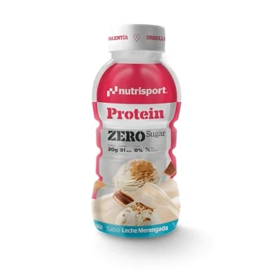 Imagen de NUTRISPORT Protein Zero Suplementos Deportivos Proteinas para Masa Muscular Batidos de Leche Adelgazar Gym 12x330ml (330 ml, Merengada)