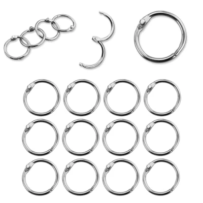Imagen de 22 anillas para libros, 30 mm, hojas sueltas anillos de metal, conectores sueltas, cuadernos, tarjetas notas (plata)