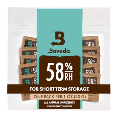 Imagen de Boveda Bolsitas para almacenar remedios naturales Control doble de la humedad 58% HR Tamaño 8 un máximo 30 g Previene pérdida terpenos Pack 10