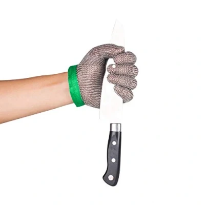 Imagen de ThreeH Guantes resistentes al corte 304L Malla de acero inoxidable Carnicero Cocina seguridad trabajo GL08 XS(1 pieza)