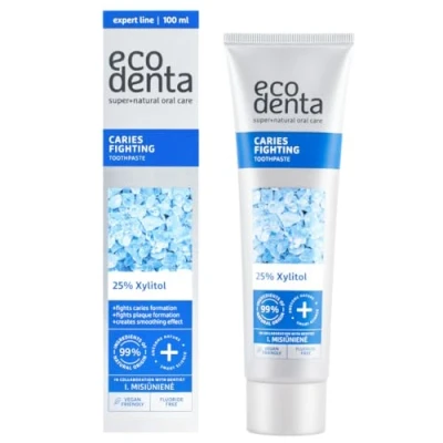 Imagen de Pasta dentífrica Ecodenta sin flúor contra caries 100ml I con xilitol, hojas de cilantro, aceites esenciales lima