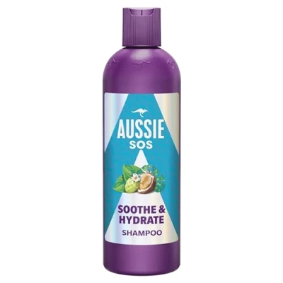Imagen de Aussie SOS Soothe &amp; Hydrate Champú 300ml Para Pelo Y Cuero Cabelludo Muy Secos. Hidrata Intensamente El Cabello Cabelludo. Deja Suave, Liso Brillante De Raíz A Puntas. Vegano
