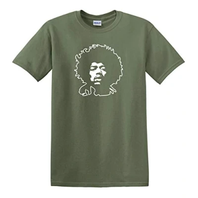 Imagen de Jimi Hendrix Che Guevara Style Guitar Legend Rock Icon Camiseta de algodón pesado, color verde militar, (Military Green), L