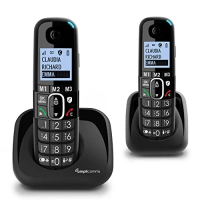 Imagen de Amplicomms BigTel 1502 Duo, teléfono DECT inalámbrico con Teclas Grandes, 2 teléfonos, Audio Boost, Tonos de Llamada potentes, Compatible audífonos, función Bloqueo Llamadas