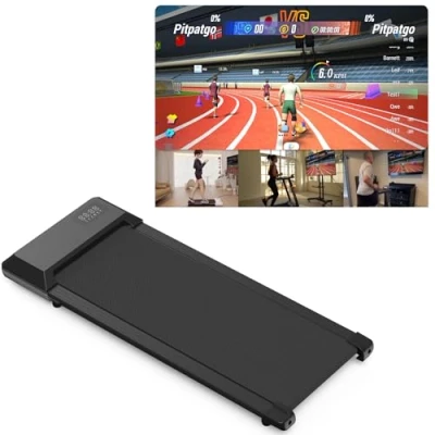 Imagen de Superun Raceable Cinta de Correr para Dispositivo Portatil Alta Tecnología, MAX 136kg App Control Andar Escritorio, 2,5HP Walking Pad Treadmill con Crusos Ejercicios y Multi Jugador Carrera