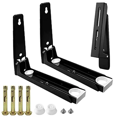 Imagen de LCOUACEO 2 Piezas Soporte de Microondas Acero Inoxidable,Universal Soportes Microondas,Soporte Pared para Horno Microondas,Apto y Hornos