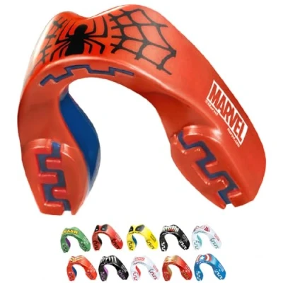 Imagen de Marvel Spider Man Protector bucal adultos y niños para todos los deportes de contacto, incluidos rugby, MMA, artes marciales kickboxing, judo, hockey boxeo