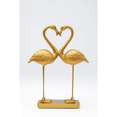 Imagen de Kare Figura Decorativa de diseño Flamingo Love, Oro, Accesorio Hecho a Mano, Altura del artículo 39 cm