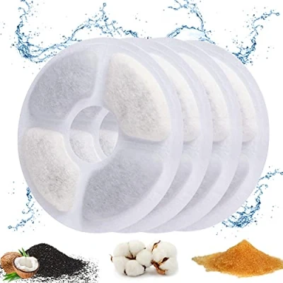 Imagen de ADOV Filtros Fuente Gatos, de Repuesto Fuentes con Carbón Activado Resina para Dispensador Automático Bebederos, Flores, Agua Limpia Mascota Perros Gatos (4 Pcs)