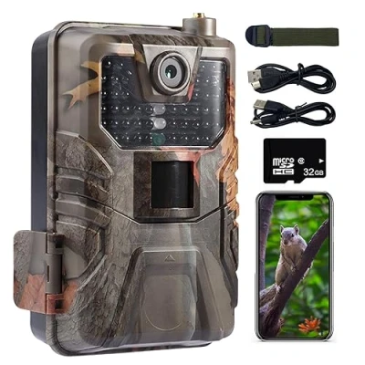 Imagen de Camara Fototrampeo, 24MP 2.7K Caza con Visión Nocturna 0.3s Activada por Movimiento Impermeable, Cámara de Rastreo Tarjeta SD 32GB, para Caza, Monitoreo Vida Silvestre
