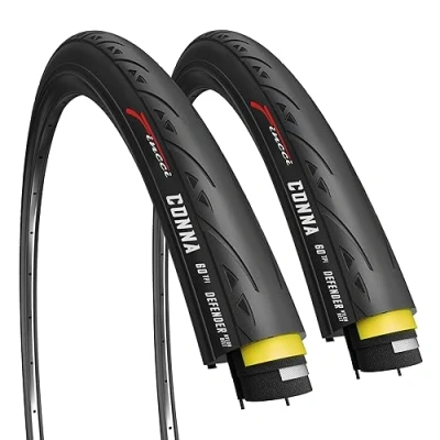 Imagen de Fincci Cubiertas Carretera 700x23 Par Plegable Neumáticos Bicicleta 23 622, 60 TPI, Gomas con 1mm Antipinchazos para Electro Ciclo Bici, Carrera Turismo Bici Paquete de 2X 28 Pulgados