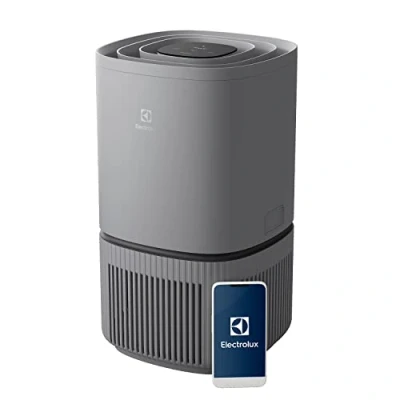 Imagen de Electrolux Pure 500, purificador de aire, conectado Wi Fi, aire limpio con filtración HEPA en 4 pasos, rápido y silencioso, modo nocturno 20 dB(A), EPO50371UG, gris