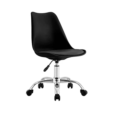 Imagen de Orion91 Silla de Escritorio Ergonómica con Ruedas Modelo Eyre Nórdica Acolchada Giratoria Moderna Altura Ajustable Oficina Estudio Dormitorio 97x47x58cm