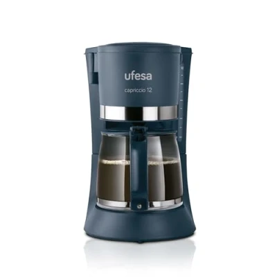 Imagen de Ufesa Capriccio Cafetera de Goteo 12, Jarra 1.2L, 12 Tazas, 680W, Filtro Permanente, Placa Calefactora Antiadherente, Sistema Antigoteo, Auto Apagado, Azul/Verdoso