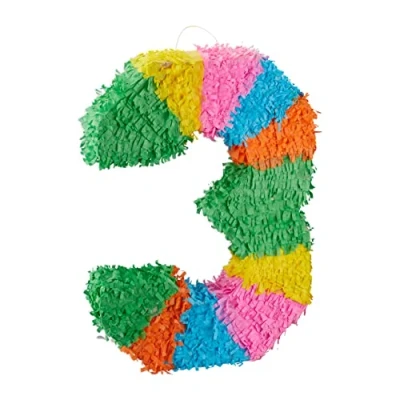 Imagen de Relaxdays Piñata Cumpleaños Número 3 sin Relleno, Papel, Multicolor, 50,5 x 35,5 7,5 cm, Color 5 (10025189_905)