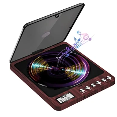 Imagen de Reproductor de CD portátil con Auriculares y Altavoz, Compacto discman música Recargable batería Litio 2000mAh Pantalla LCD para Adultos Estudiantes niños