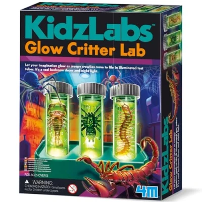 Imagen de KidzLabs Glow Critter Lab, espeluznantes Crawlies Cobran Vida, Tubos de ensayo iluminados, Proyecto científico y luz Nocturna para Mayores 5 años, Verde