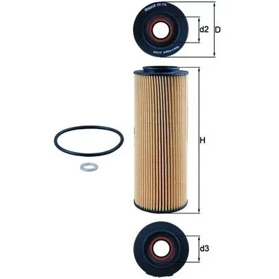 Imagen de MAHLE ORIGINAL OX 775D Filtro de aceite Cartucho filtrante HYUNDAI: ix55