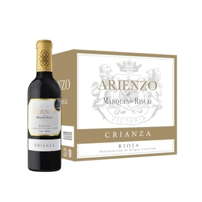 Imagen de Arienzo de Marqués Riscal Vino tinto Crianza Denominación Origen Calificada Rioja, Variedad Tempranillo, 18 meses en barrica Caja 12 botellas pequeñas x 375 ml Total 4500