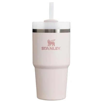 Imagen de STANLEY Quencher H2.0 FlowState Vaso aislado al vacío de acero inoxidable con tapa y popote para agua, té helado o café, batidos más, cuarzo rosa 2.0, 20 onzas