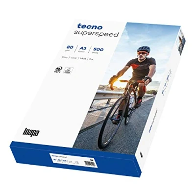 Imagen de inapa Papel para impresora/fotocopiadora tecno Superspeed: 80 g/m², A3, color blanco brillante, 500 hojas, impresión rápida y sin atascos