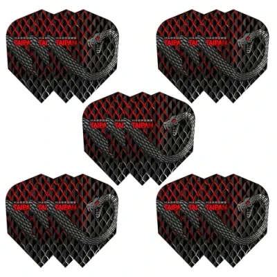 Imagen de Harrows Taipan Juego de 5 plumas para dardos (15 vuelos en total) I 100 micras, extra fuertes, fabricados el Reino Unido, accesorios profesionales