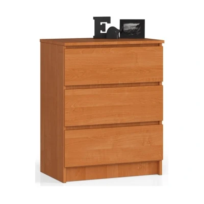 Imagen de AKORD Cómoda K60 con 3 cajones Credenza Alta Mueble Moderno para Sala de Estar, Comedor, Dormitorio, Entrada, baño Armario Infantil 60x77x40 cm 25 kg Aliso