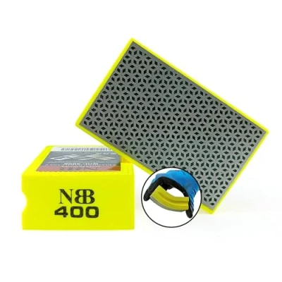 Imagen de NBB Almohadilla diamantada a Mano para lijar o pulir, Bloque Diamante de Lijado/Pulido con Respaldo Esponja Flexible moliendar Piedra Granito cerámica azulejo Vidrio Madera Metal (1, 400#)