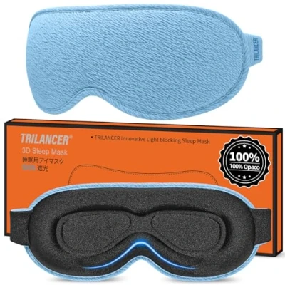 Imagen de Trilancer 2024 Antifaz para Dormir Innovador, Sleep Mask, Mascara Sin Luz, Mascarilla Hombres y Mujeres, Tapa Ojos Dormir, Cubre Meditación, Viajar, Avión（Azul）