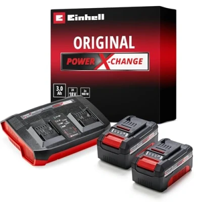 Imagen de Einhell kit de iniciación PXC: contiene 2 baterías 3,0 Ah y el cargador doble (se puede utilizar para todos los dispositivos Power X Change)