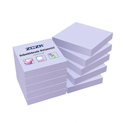 Imagen de ZCZN Notas adhesivas (10 blocs de 100 hojas, 51 x mm), color morado claro