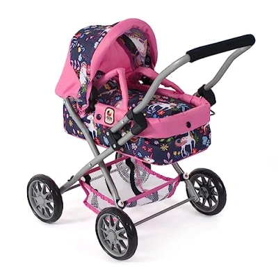 Imagen de Bayer Chic 2000 Cochecito de muñecas Smarty, pequeño para niños a Partir 2 años, Unicornio, Color Rosa Marino, 555 43