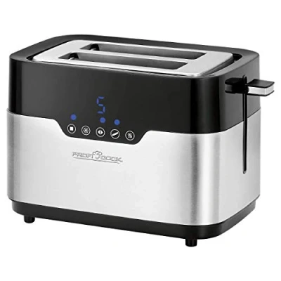 Imagen de Toaster Automatischer 2 Scheiben 920 Watt Krümelfänger Farbe Silber und Schwarz ProfiCook PC TA 1170