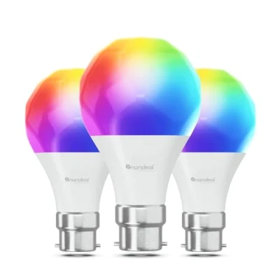 Imagen de nanoleaf Matter Essentials 3 Bombillas Led B22 RGBW Inteligentes y Regulables Luces 16M Colores, sobre Thread, Bluetooth, Compatible con Google Apple, Decoración Habitación Gaming