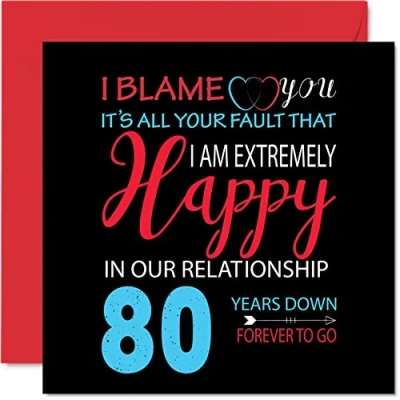 Imagen de Divertida Tarjeta de aniversario roble para marido y esposa Your Fault I&#039;m Extremely Happy felicitación 80 boda pareja, tarjetas 145 mm x