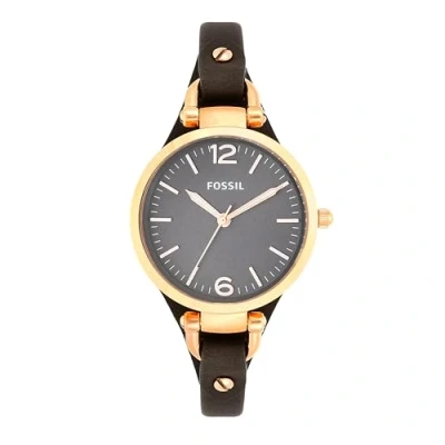 Imagen de Fossil Georgia Reloj para mujer, movimiento de cuarzo con correa acero o piel, Gris y oro rosa, 32MM